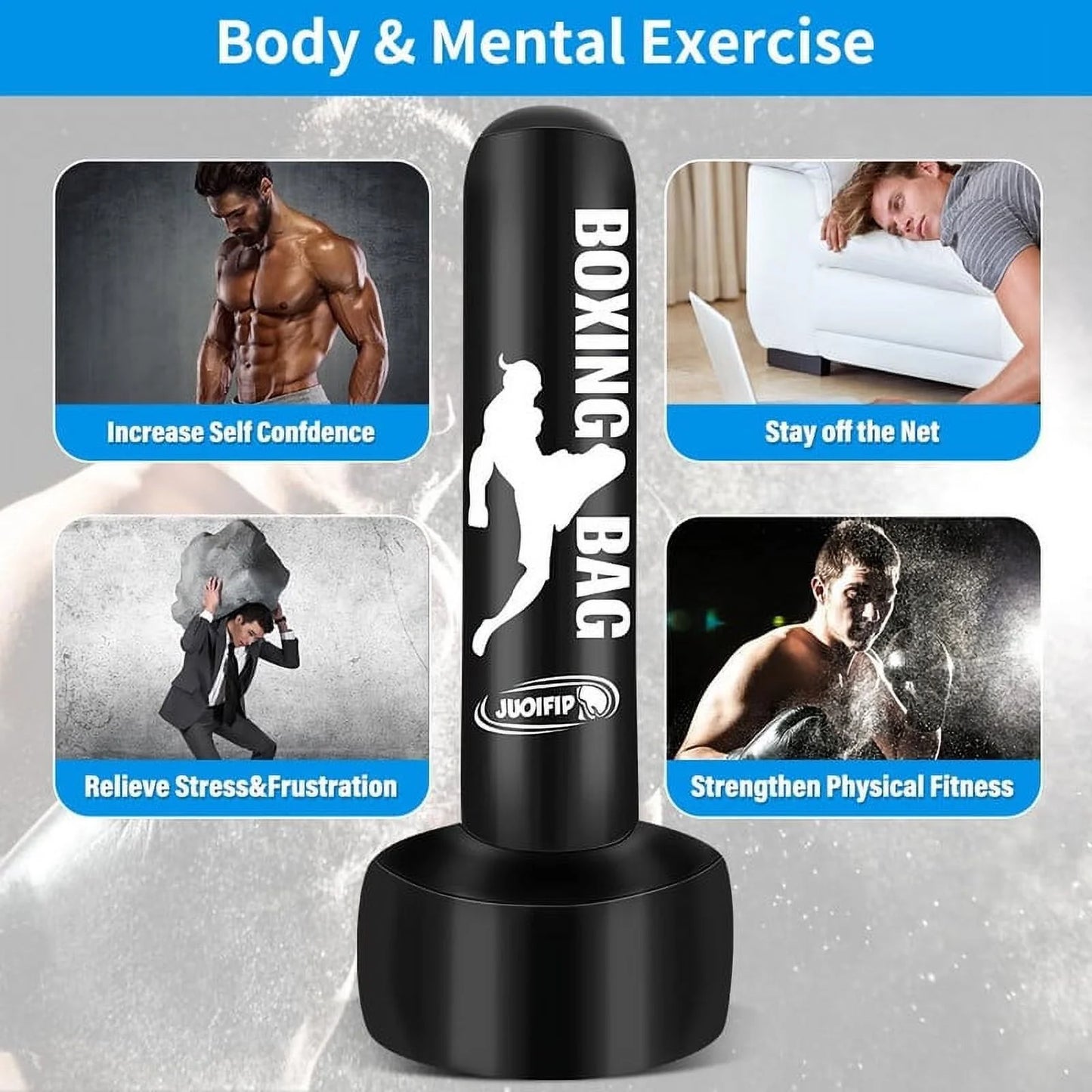 Inflatable Freestanding Heavy Punching Bag for Adults – 69" Tall, Durable PVC, Perfect for Boxing & Fitness Training